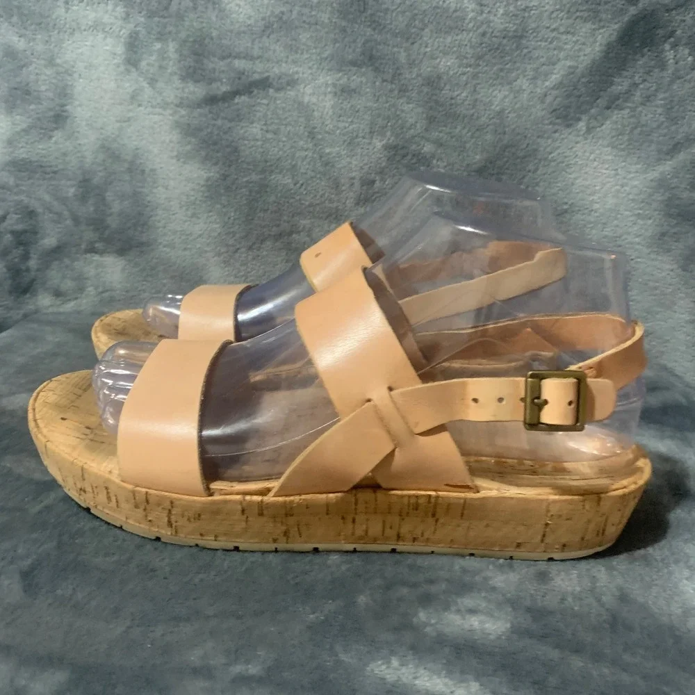 Korks Kork-Ease Pink Leather Cork Platform Wedge Sandals Q32206 CBTB16 Mens 6.5M